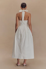 Candy Halter Midi Dress - White