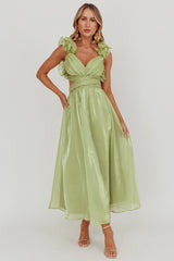 Madara Lace-Up Back Maxi Dress Sage