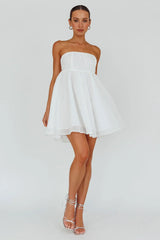 Solis Strapless Baby Doll Mini Dress White