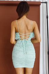 Kaari Lace Ruffle Mini Dress Mint