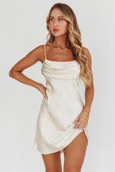 Well Versed Pleated Mini Dress Champagne