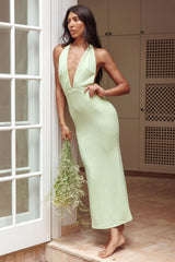 Mayah Halterneck Maxi Dress Textured Sage