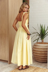 Kiahna Lace-Up Bodice Maxi Dress Butter