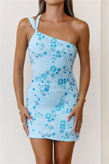 Petal Shores One Shoulder Mini Dress Blue