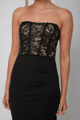 Maravilla Lace Bodice Maxi Dress Black/Nude
