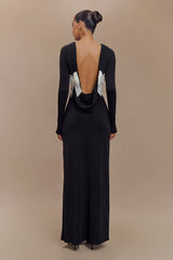 Bennett Slinky Long Sleeve Maxi Dress - Black/White
