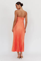 Wicked Games Strapless Pleated Maxi Dress Orange