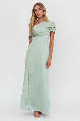 Bellissima Asymmetric Shoulder Maxi Dress Sage
