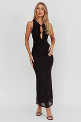 Piece Of Heaven Sleeveless Keyhole Mesh Maxi Dress Black