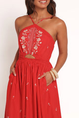 Madi Maxi Dress - Red Floral Bandana