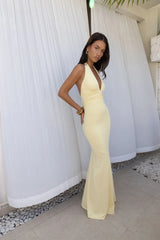 Chic Spark Halter Maxi Dress Yellow