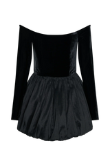 Liv Off Shoulders Velvet Mini Dress - Black