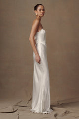 Harlow Satin Strapless Maxi Dress - Ivory