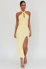 Oracle Halterneck Midi Dress Lemon