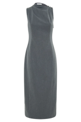 Taylor Draped Crepe Midi Dress - Charcoal Marle